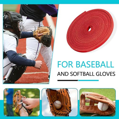 Baseball Glove Lace, Mitt Lace Repair Kit Softball 2 Leather Laces and 2 Lacing Needles for Catcher's Glove - color: Red