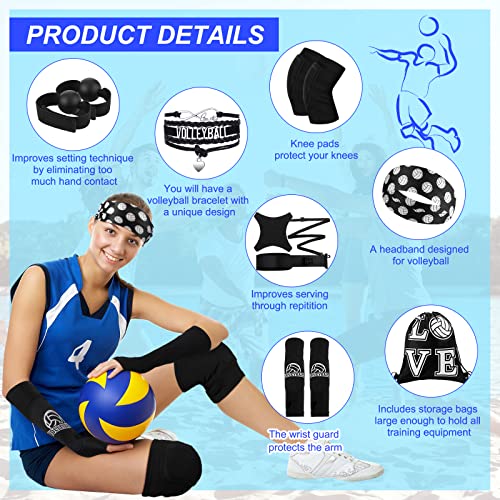 Honoson 7 Pcs Volleyball Training Equipment Aid Volleyball Serving Trainer Kit Gifts for Beginners - color: Black, style: Boys