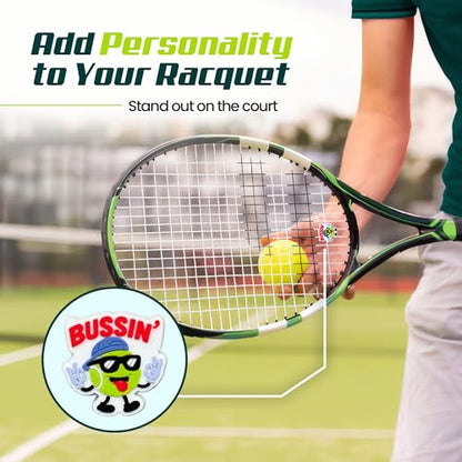 Tennis Racket Dampener - Cute Designs - Vibration & Noise-Reducing Tennis Shock Absorber for Racquets - Secure, Easy-Install Accessories for Players of All Levels
