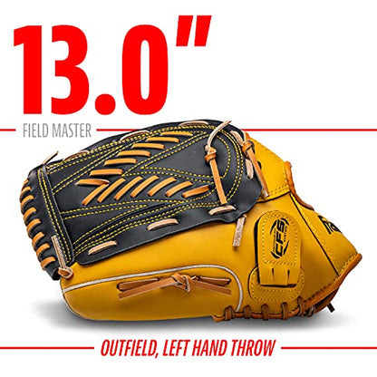 Franklin Sports Field Master Baseball + Softball Glove - Field Master Adult + Youth Baseball + Softball Mitt - Men's + Women's Gloves - Right Hand Throw - color: Tan, style: 13" - Basket "V" Web