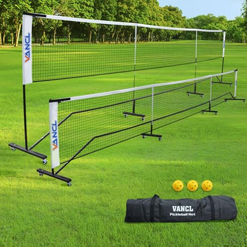 Pro Pickleball Net Portable with Wheels – 22ft Heavy Duty Pickleball Net System with Sturdy Aluminum Frame for Outdoor & Indoor – Nylon Net & Carrying Bag for Pickleball, Tennis, Badminton - style: Movable-Portable