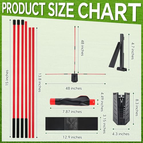Golf Alignment Sticks with Adjustable Angle Holder - 3-in-1 Swing Trainer Aid Set for Putting, Aiming & Posture Correction - Professional Golf Practice Equipment for Men Women