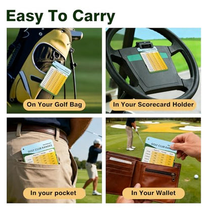 Golf Club Distance Card, 2 Pack Waterproof Golf Yardage Card, Range Chart, Quick Reference Guide with Clip, Golf Accessories for Men and Women Golfers - color: 2PCS Yellow-Gentlemen
