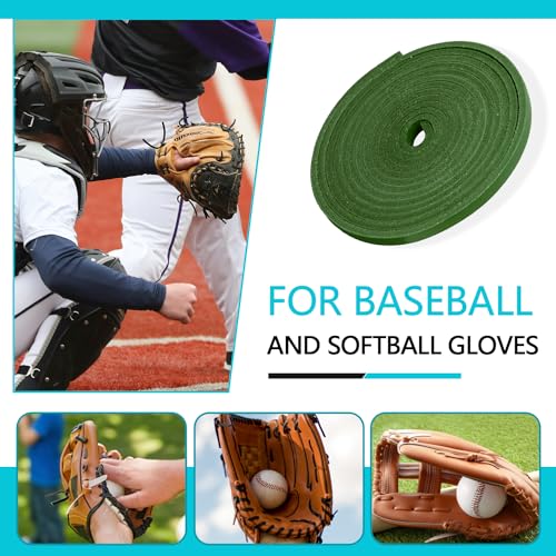 Baseball Glove Lace, Mitt Lace Repair Kit Softball 2 Leather Laces and 2 Lacing Needles for Catcher's Glove - color: Green