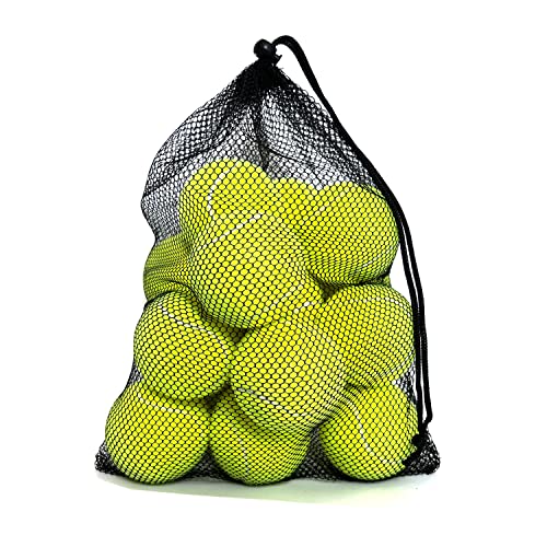 Tennis Balls, 12 Pack Advanced Training & Practice Tennis Balls for Beginners, Pet Dogs Playing Balls, Includes Mesh Carry Bag - color: Yellow
