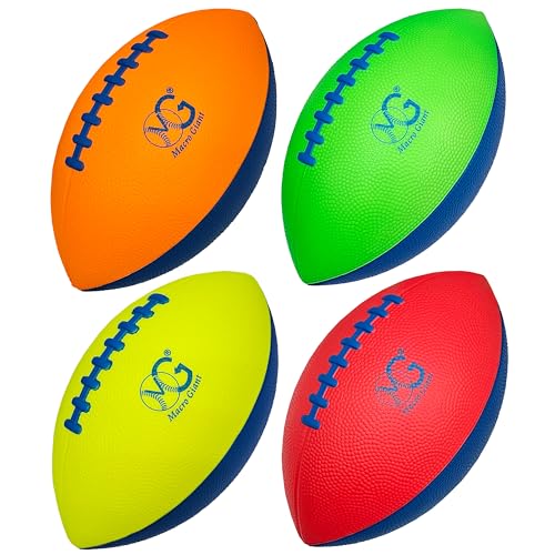 Macro Giant 9-Inch PU Foam Footballs, Set of 4 – Soft PU Mini Footballs for Kids in Bright Neon Colors, Safe Playground Balls for Backyard Games, School PE, and Youth Training - color: Neon Colors
