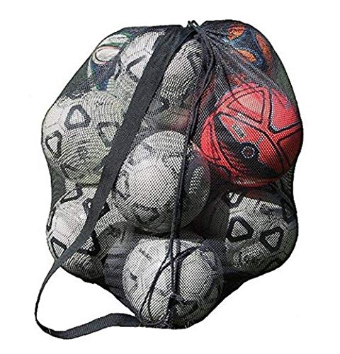 Greenery-GRE Extra Large Mesh Equipment Bag Adjustable Strap Drawstring Heavy Duty Hold 15 Soccer Balls Netball Basketball Football Bags Sports Duffel - color: B,Size: 40*29 inch, For Ball up to 15 pcs