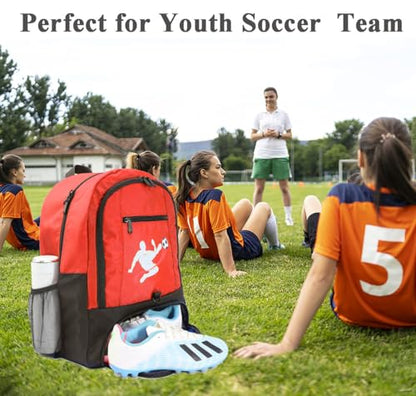 Soccer Ball Bag-Backpack for Basketball,Volleyball with Cleat Shoes and Ball Compartment for Sports Team,Trainning - color: Brighten Red