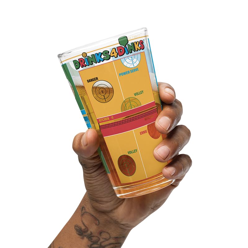 Drinks4Dinks Pint Glass Pickleball Game - Gifts for Pickleball Players Drinking Game with A Pickleball Twist and Beer Cups 2 Pack