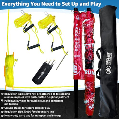 Park & Sun Sports Spectrum Classic: Adjustable Professional Outdoor Volleyball Net System - color: Red