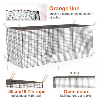 8x8x20 /10x10x35/12x12x55ft Heavy Duty Enclosed Batting Cage Net With Door, Only Net, No Poles and Frame, Professional Softball Baseball Nets for Batting and Pitching, Batting Cages for Backyard