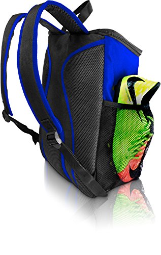 Soccer Backpack with Ball Holder Compartment - for Boys & Girls | Bag Fits All Soccer Equipment & Gym Gear (Black) - color: Blue