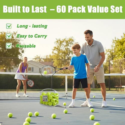 INSUM Bulk Tennis Balls for Beginner – 20/30/60/120 Pack High Elasticity Practice Tennis Balls with Mesh Bags, Portable for Pet Dog Outdoor Playing, Training, Fetching