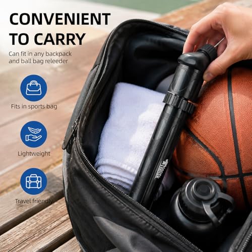 Tigrisk® Ball Pump for Sports Balls - Hand Pump for Soccer Football Volleyball Water Polo Rugby Exercise Sports Ball, Portable Air Pump with 6 Needles and 1 Nozzle