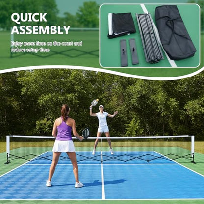 Generic Retractable Pickleball Net 22FT Pickleball Net System with Steady Metal Frame Free Assembly & Carry Bag for Recreational & Competitive Play