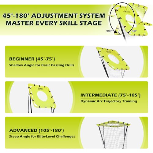 Volleyball Training Equipment, Volleyball Setter Training Net with Adjustable Height (7.5-10.5 FT) & Angle, Serve Trainer Equipment with Carry Bag for Serving, Spiking & Setting Drills