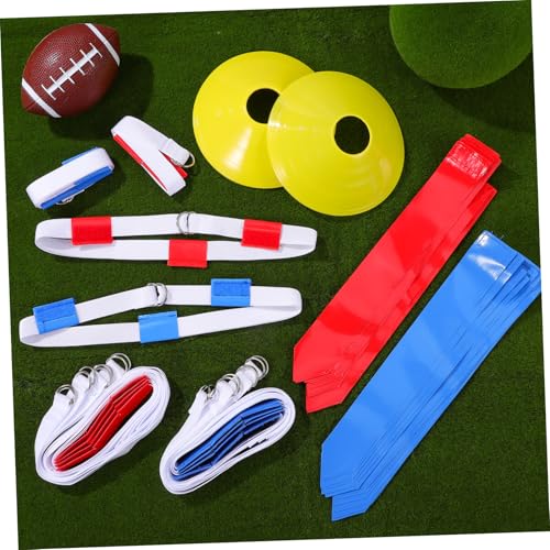 SUPVOX 16Pcs Flag Football Training Set with Adjustable Belts and Cones for Adults Includes Drawstring Bag for for Beginners and Practice