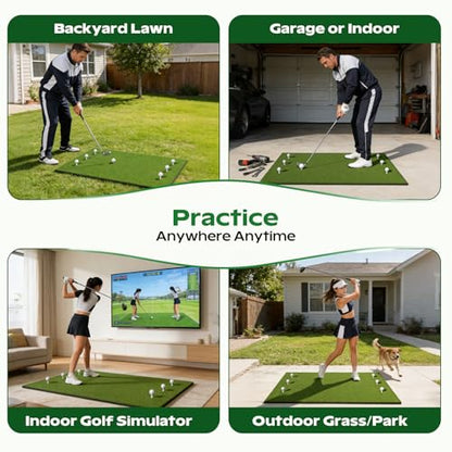 RIKADE Golf Mat - 5x4ft & 6x4ft 26mm-31mm Golf Hitting Mat for Simulators, Backyard, Garage, Indoor & Outdoor Use, Features Dual-Turf Mats with Ball Tray for Chipping and Swing Training - style: 5 x 4 ft, 1.02 in