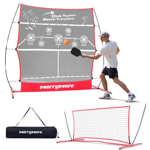 Pickleball Practice Rebounder: 2in1 Pickle Ball Equipment for Solo Practice, Rebounder Training with Targets, 6FT Mini Pickleball Net for Backyard, Driveway, and Garage