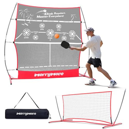 Pickleball Practice Rebounder: 2in1 Pickle Ball Equipment for Solo Practice, Rebounder Training with Targets, 6FT Mini Pickleball Net for Backyard, Driveway, and Garage