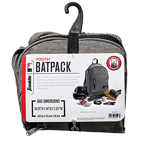 Franklin Sports Kids MLB Baseball Batpack Bag - Youth Baseball, Softball + Teeball Backpack - Sports Equipment Bag for Kids + Toddlers - Holds (2) Teeball + Baseball Bats + Includes Fence Hook