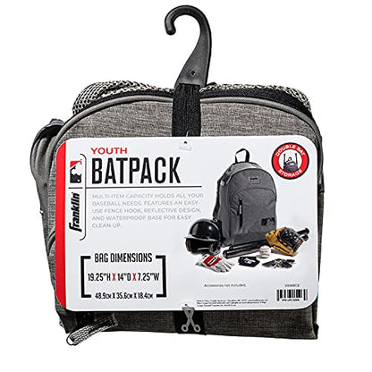 Franklin Sports Kids MLB Baseball Batpack Bag - Youth Baseball, Softball + Teeball Backpack - Sports Equipment Bag for Kids + Toddlers - Holds (2) Teeball + Baseball Bats + Includes Fence Hook