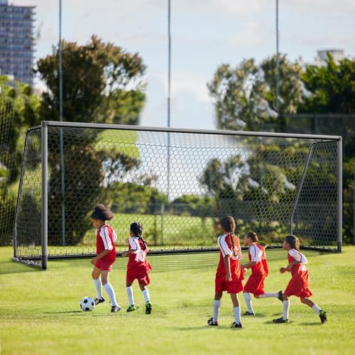 MOPHOTO Soccer Goal, 6X4/8x6/10x6.5/12x6/16x7/18.5x6.5/21x7/24x8ft Soccer Goals for Backyard, Full Size Soccer Goal for Teens & Adults Training - size: 18.5x6.5FT, style: Alu-Grey