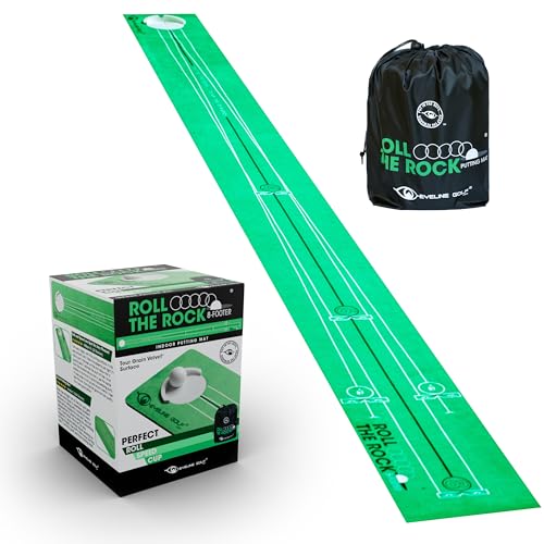 EyeLine Golf - Roll The Rock Putting Mat - Have Fun Perfecting Stroke, Alignment, Speed Control, Visualization, Consistency - Outdoor-Indoor-Compact - color: 8-Foot Roll the Rock