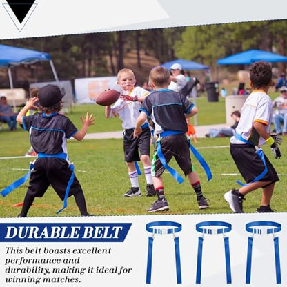 Peryiter 2/12/24/36 Player Flag Football Belt, Adjustable Football Belts and Flags for Kids Youth Adult Sport Team Training - color: Blue
