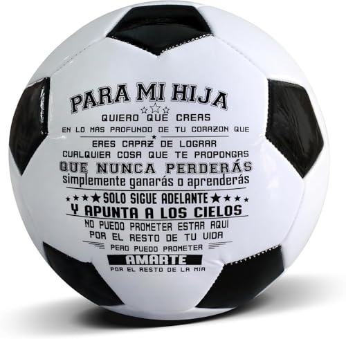 Traditional Black White Soccer Ball High Performance Diameter 21cm/ 8.3 Inch, I Love You Inspirational Soccer Gifts for Birthday Christmas - color: Para Mi Hija