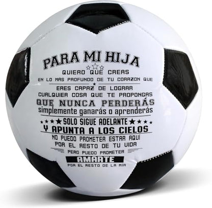 Traditional Black White Soccer Ball High Performance Diameter 21cm/ 8.3 Inch, I Love You Inspirational Soccer Gifts for Birthday Christmas - color: Para Mi Hija