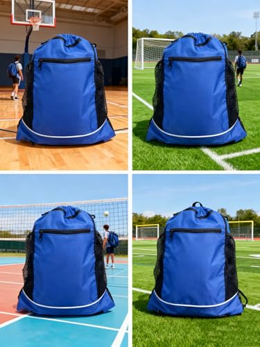 SSZYace Basketball Backpack for Boys Men Women Drawstring Backpack Basketball Bag - color: Blue