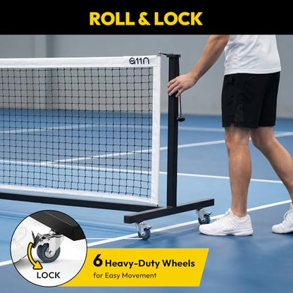 A11N SPORTS Portable Pickleball Net - 22FT Regulation Size Heavy Duty Tournament System with Tool-Free Quick Setup, Lockable Wheels for Clubs, Communities & Private Courts