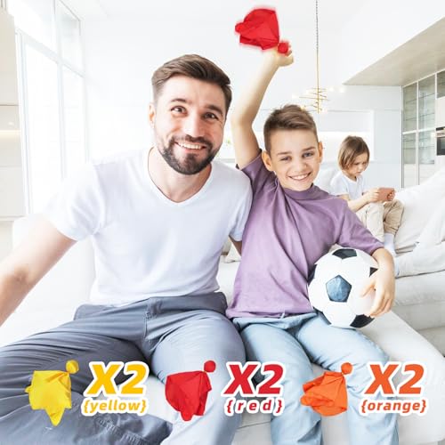 6Pcs Football Penalty Flags, Soccer Tossing Flags Referee Props Sports Fan Tossing Flags, Challenge Flag Football Games Accessory for Football/Lacrosse(Red+Yellow+Orange)