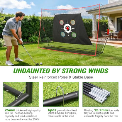 Golf Nets for Practice,10 x 7 FT Golf Hitting Net, Study Golf Chipping Net with Multi - Objective Target Cloth, Tri-Turf Mat and Another 20 accs, Easy to Set Up, Indoor/Outdoor Use, Garage/Yard Train