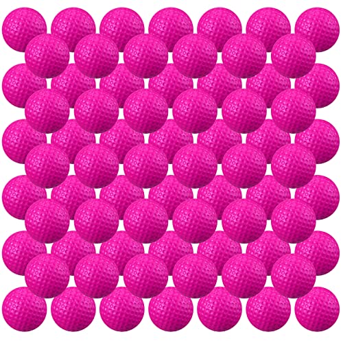 Junkin 80 Pcs Foam Golf Balls Practice Balls Realistic Feel and Flight Sport Training for Indoor or Outdoor Backyard Golf Training - color: Rose Red