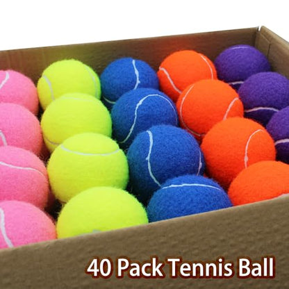 SHYUJAJIE Tennis Balls, 40 Pack Training Tennis Balls,High Elasticity Practice Tennis for Beginner, Exercise Playing Balls for Pet Dog - color: Multicolor