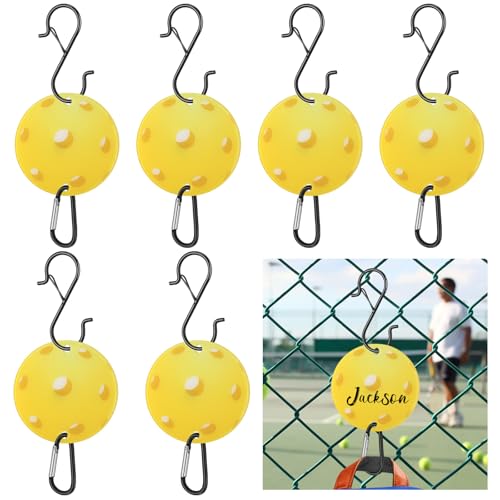 CroBlissful 6 Pcs Bag Hook for Fence Baseball Football Basketball Tennis Team Gifts Bag Clip Sports Backpack Buckle with Acrylic Board for Bat Water Bottle Player Lover Gifts - color: Yellow and Red