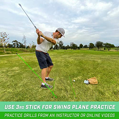 GoSports Golf Alignment Training Sticks - Choose 2 Or 3 Pack - 48 Inch Golf Alignment Aid Practice Rods