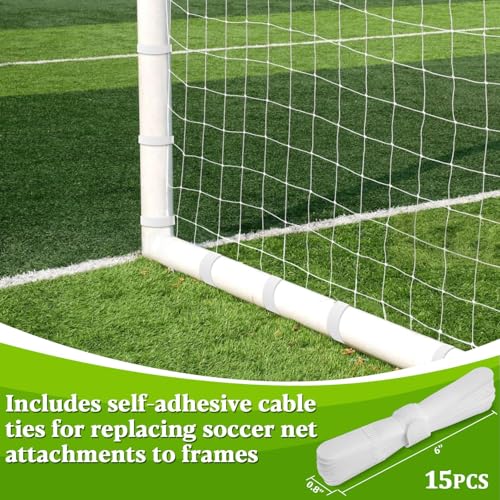 RAINFLOW Soccer Goal Net Replacement - 12x6 Ft Football Net for Kids Youth Adults Football Training Sports,Economy Replacement Soccer Nets for Backyards, Schools, Beaches (Include 15 Adhesive Straps)