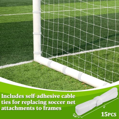 RAINFLOW Soccer Goal Net Replacement - 12x6 Ft Football Net for Kids Youth Adults Football Training Sports,Economy Replacement Soccer Nets for Backyards, Schools, Beaches (Include 15 Adhesive Straps)