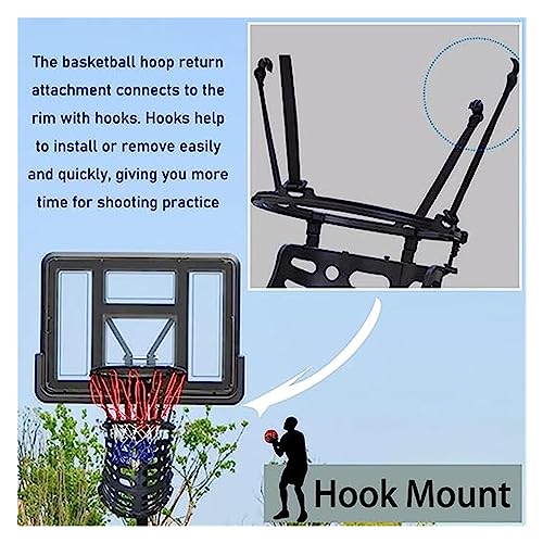 Basketball Hoop Returner Shot Return Apparatus Attachment - No Pick Up The Ball Children Adults Outdoor Shooting Trainer Rebounder Training Black