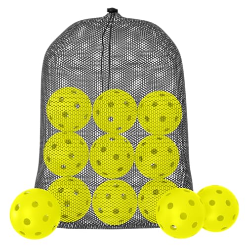 Great Call Athletics | Indoor Pickleballs USA Pickleball Approved Official 26 Hole Balls Sports Tournament Pack Free Mesh Bag - color: Yellow, style: 12 Pack