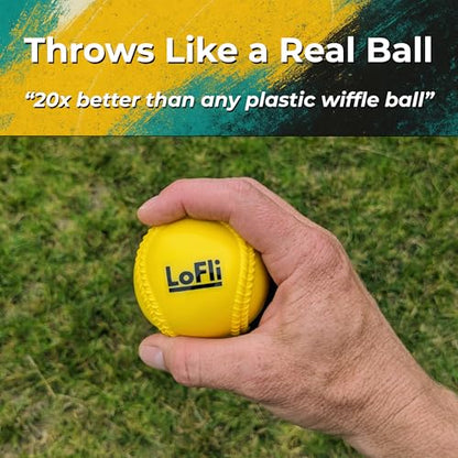 LoFli Limited-Flight Training Baseballs - Regulation Size & Weight, Soft, Safe & Durable - Indoor & Outdoor Practice for Kids & Adults - Yellow