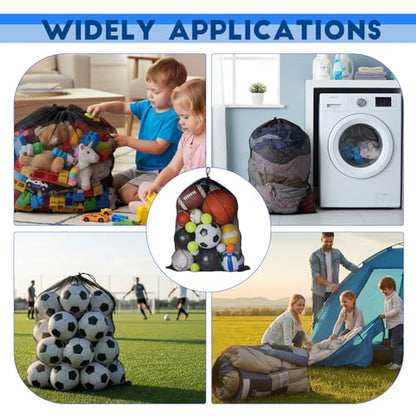 Sports Ball Bag Drawstring Mesh Bags Soccer Large Ball Net Bag Sports Equipment Storage Organizer for Balls Gym, Beach, Cloth, Swimming Gears - size: 20 x 24inch