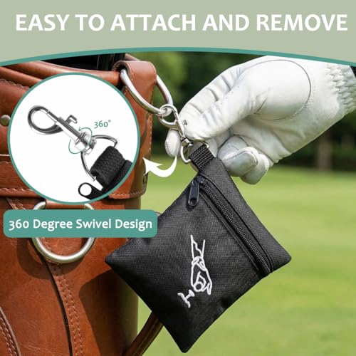TOGETRUE Golf Tee Pouch, Sporty Golf Tee Bag Holder with Clip, Golf Supplies Accessories, Golf Bag Pouch for Tees, Balls and Divot Tools, 5.5"*6.75