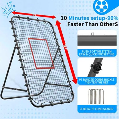 Adjustable Volleyball Rebounder Net 7x4 FT - Ultimate Training Equipment for Volleyball & Lacrosse Enhanced Bouncing System for Volleying, Bumping, and Spiking Drills - color: Black