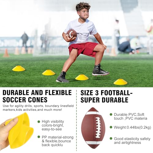 BORNEW Flag Football Set - 14/20 Player Adjustable Belts with Cones, Football, Pump, Bag, for Youth and Adults Training