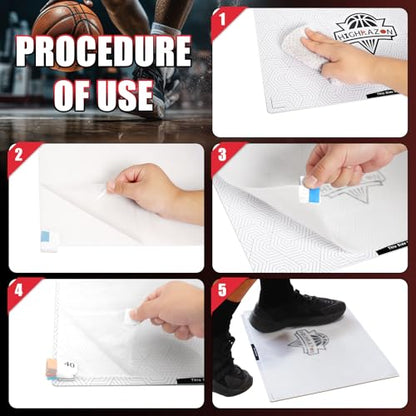 Courtside Basketball Sticky Mat,Non-Slip Sticky Shoe Mat for Basketball Court Shoe Grip,Courtside Shoe Grip Traction Mat,Improves Traction and Cleans Dust,Dirt,Includes 40 Sticky Sheets - style: Replacement Sheets (40)