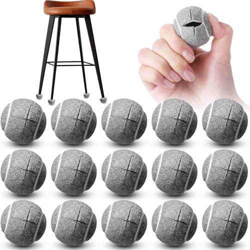 Macarrie 16 Pieces Precut Tennis Balls for Chairs Tennis Ball Chairs Foot Covers for Furniture Leg for Classroom Floor Protection Chair Desk Legs Coverings (Gray,4 cm) - color: Grey, size: 4 cm